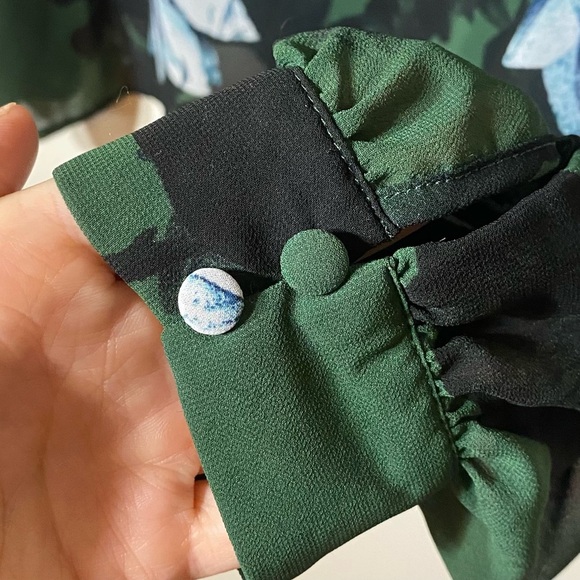 Hope & Harlow Size XL Floral Green Sheer Long Sleeve Women's Top - Picture 5 of 7